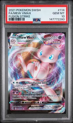 2021 POKEMON SWORD & SHIELD FUSION STRIKE #114 FULL ART/MEW VMAX PSA 10 - Image 1