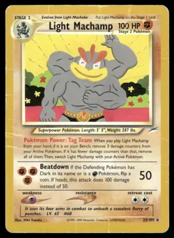 2002 Pokemon Light Machamp Rare Neo Destiny 25/105 DMG - Image 1