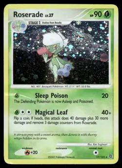 2007 Pokemon Roserade Holo Rare Secret Wonders 17/132 Holo DMG - Image 1