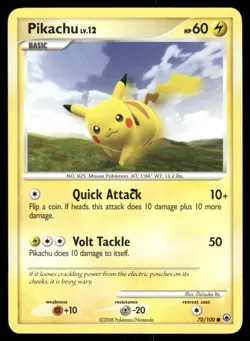2008 Pokemon Pikachu Common Majestic Dawn 70/100 DMG - Image 1