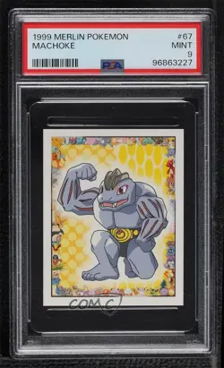 Machoke Merlin Pokemon Album Stickers PSA 9 MINT 1999 - Image 1