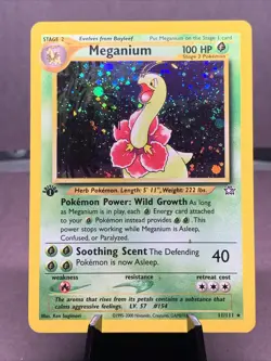 Pokemon TCG 1st Edition Meganium 11/111 Neo Genesis Holo Rare WOTC VTG 2000 - Image 1