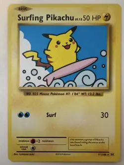 Pokemon Surfing Pikachu 111/108 Secret Rare Regular Evolutions Basic 50 HP - Image 1