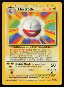 Electrode 21/102 Rare Base Set Unlimited Pokemon LP - Image 1