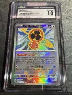 FAN ROTOM 085/131 PRISMATIC EVOLUTIONS MASTER BALL HOLO POKEMON CGC GEM MINT 10 - Image 1