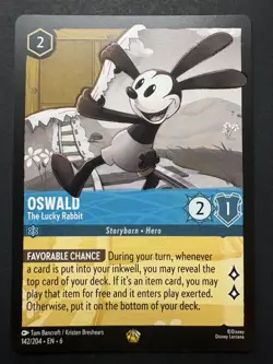Disney Lorcana - Oswald - The Lucky Rabbit (142/204) Azurite Sea NM - Image 1