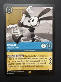 Disney Lorcana - Oswald - The Lucky Rabbit (142/204) Azurite Sea NM - Image 2