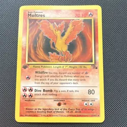 Pokemon Moltres Fossil 1st Edition Rare Non-Holo Regular English 27/62 1999 Card - Image 1