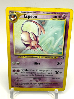 Espeon 1/75 Neo Discovery Unlimited Pokemon Card MP with Damage to top Corner - Image 1