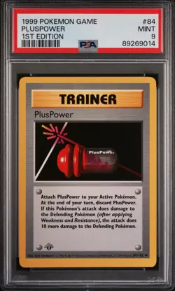 Pokemon Card Pluspower 84/102 1st Edition PSA 9 Shadowless Base Set - Image 1
