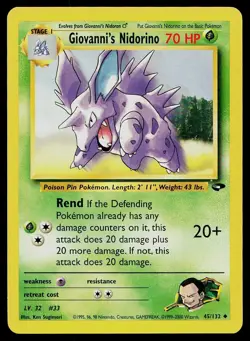 Pokemon Card Gym Challenge Giovanni's Nidorino 45/132 Uncommon - Image 1