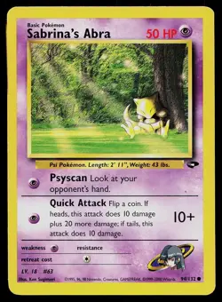 Pokemon Card Gym Challenge Sabrina's Abra 94/132 Common - Image 1