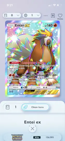 Pokemon Tcg Pocket Trade 2 Shiny Star Entei ex (Read description) - Image 1