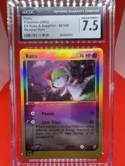 2003 Ralts 68/109 Reverse Holo EX Ruby & Sapphire Pokemon TCG CGC NM+ 7.5 - Image 2