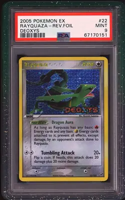 Pokemon 2005 Rayquaza 22/107 Reverse Holo EX Deoxys Guard Included PSA 9 - Image 1