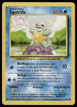 Pokemon Squirtle #063/102 Spanish Unlimited Base Set 2000 LP - Image 1
