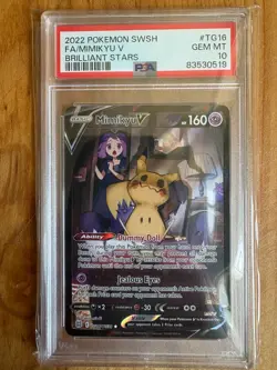 MIMIKYU V PSA 10 2022 POKEMON SWSH BRILLIANT STARS #TG16/TG30 FA FULL ART 8813 - Image 1