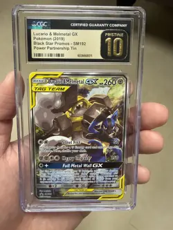 CGC 10 PRISTINE Lucario Melmetal GX SM192 Pokemon Alt Art Black Star Promo 2019 - Image 1
