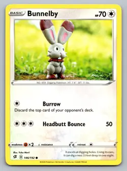 Pokemon TCG SWSH02: Rebel Clash Bunnelby 146/192 - Image 1
