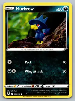 Pokemon TCG SWSH11: Lost Origin Murkrow 114/196 - Image 1