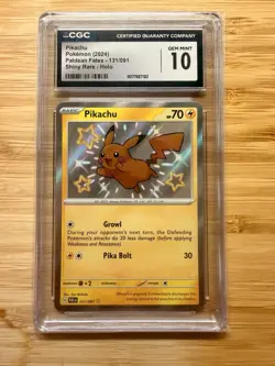 Pokemon Pikachu CGC 10 SV: Paldean Fates 131/091 Shiny Rare Holo - American - Image 1