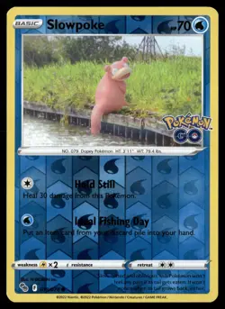 Slowpoke 019/078 Common Pokemon GO Pokemon Reverse Holo Near Mint - Image 1