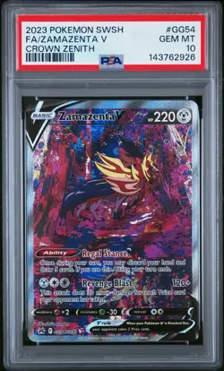2023 POKEMON SWORD & SHIELD CROWN ZENITH #GG54 FULL ART/ZAMAZENTA V PSA 10 - Image 1