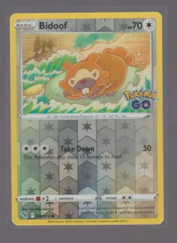 BIDOOF 059/078 COMMON POKEMON GO POKEMON REVERSE HOLO NEAR MINT - Image 1
