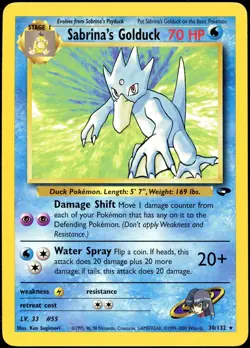 Sabrina's Golduck 30/132 R Gym Challenge Pokemon LP - Image 2