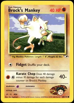 Brock's Mankey 68/132 C Gym Heroes Pokemon LP - Image 2