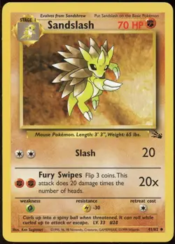 Sandslash 41/62 UC Fossil Pokemon LP - Image 2