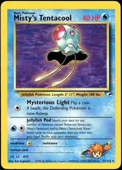Misty's Tentacool 32/132 R Gym Heroes Pokemon LP - Image 2