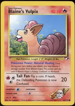 Blaine's Vulpix 65/132 C Gym Heroes Pokemon LP - Image 2