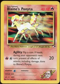 Blaine's Ponyta 63/132 C Gym Heroes Pokemon LP - Image 2