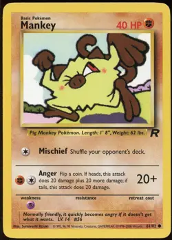 Mankey 61/82 C Team Rocket Pokemon LP - Image 2