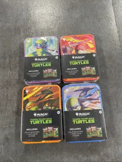 Magic The Gathering TEENAGE MUTANT NINJA TURTLES Tins SET OF 4- ALL 4 Turtles - Image 1