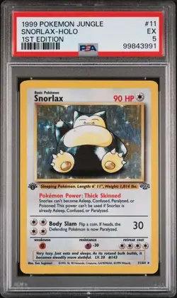 Snorlax 1st Edition 11/64 Jungle Holo PSA 5 Excellent Condition Pokemon TCG - Image 1
