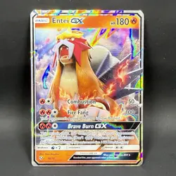 Pokemon Entei gx 10/73 LP Full Art Ultra Rare Shining Legends - Image 1