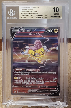 Pokemon Raikou V GG41/GG70 Crown Zenith: Galarian Gallery Holo BGS Pristine 10 - Image 1