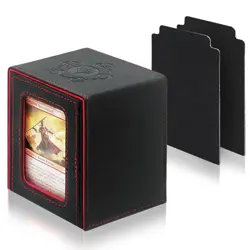 Card Deck Box For MTG Commander Deck, Fits 100+ Cards, Magnetic Card Black&Red - Image 2
