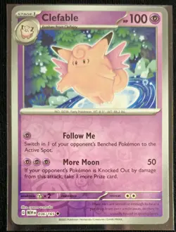Pokemon TCG Clefable 036 Uncommon Reverse Holofoil Scarlet and Violet 151 ENG - Image 1