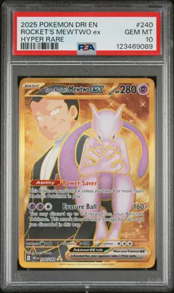 2025 POKEMON DRI EN-DESTINED RIVALS HYPER RARE TEAM ROCKET'S MEWTWO EX PSA 10 - Image 1