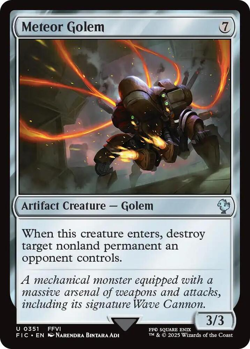 MTG magic 1x Meteor Golem SURGE FOIL (M/NM) Commander Final Fantasy - Image 1