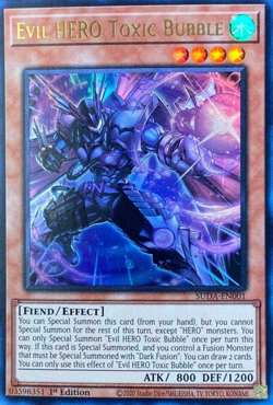 Evil HERO Toxic Bubble SUDA-EN001 Ultra Rare 1st Edition YuGiOh TCG Card - Image 1