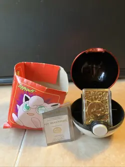 Jigglypuff 1999 Burger King 23k Gold Plated Card - Pokemon TCG w/Poke Ball & COA - Image 1