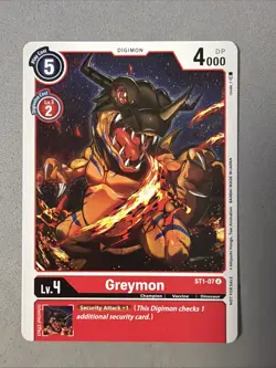 Digimon TCG * Greymon ST1-07 ALTERNATE ART Uncommon * Gaia Red * NM Card - Image 1