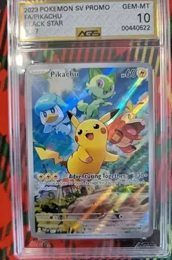 Pokemon TCG Pikachu SVP Promo Holo AGS 10 Paldea Evolved ETB Card 027 2023 - Image 1