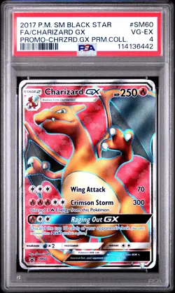 POKEMON BLACK STAR PROMO CHARIZARD GX SM60 FULL ART HOLO PSA 4 EX #114136442 - Image 1