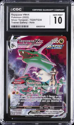 2022 POKEMON SILVER TEMPEST TRAINER GALLERY - HOLO RAYQUAZA VMAX CGC 10 GEM MINT - Image 1