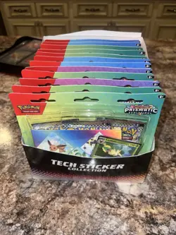 Pokemon Prismatic Evolutions Tech Sticker Collection (Lot of 12) W/Box - Image 3